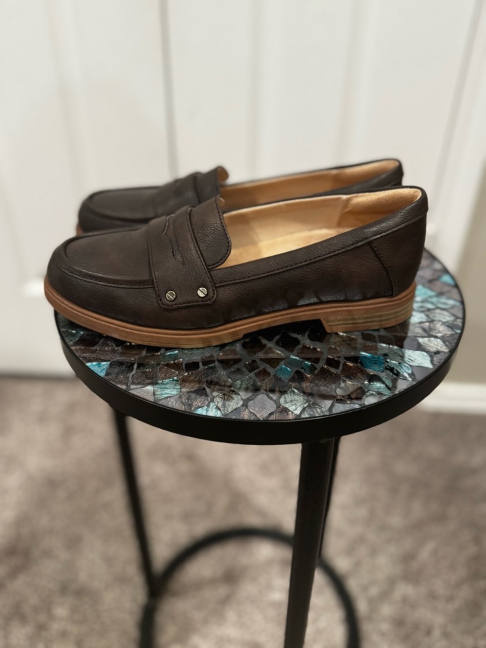 Dr. Scholl's Dark Brown Leather Women's Loafers - Picture 2 of 7